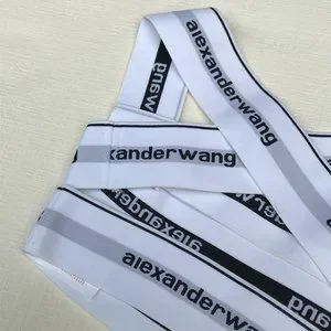 alexanderwang エラスティックロゴ Alexander Wang Logo Elastic Bikini Halter Top in White | FWRD
